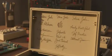 Assinaturas da equipe de engenharia gravadas no chassi de plástico do Macintosh original de 1984.
