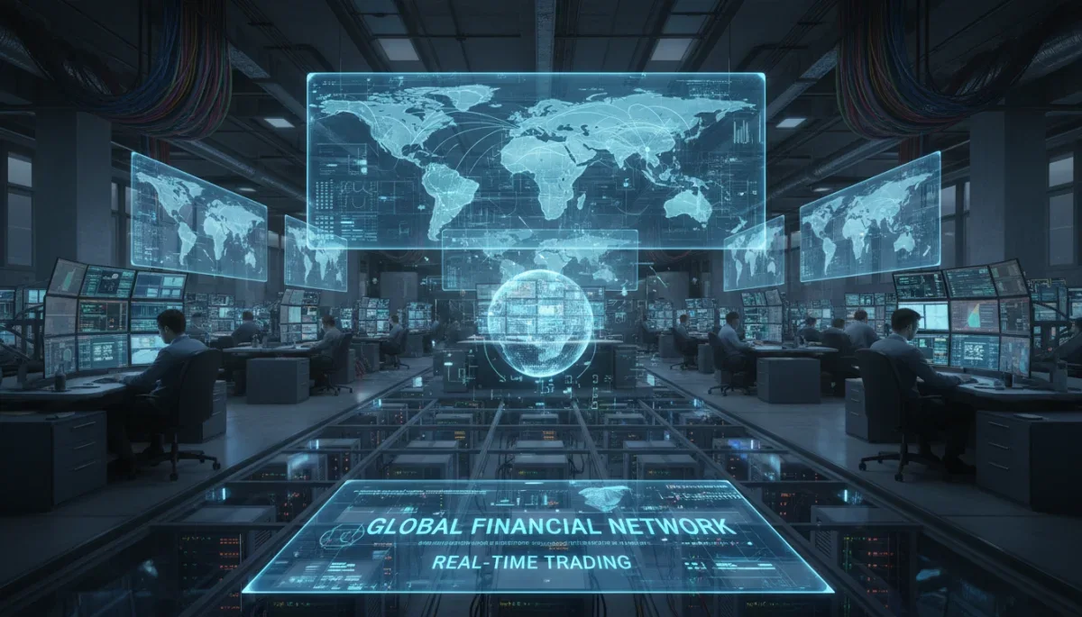 Infraestrutura de redes e computadores interconectados no mercado financeiro global