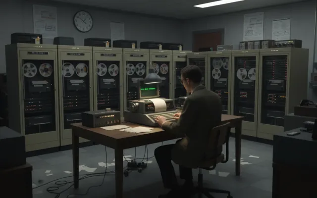 Laboratório de computadores da década de 1960 no MIT onde o chatbot ELIZA foi desenvolvido.