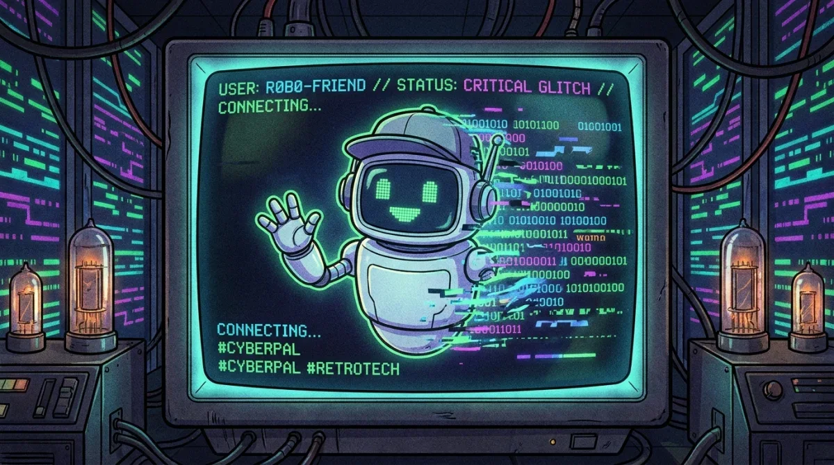 Ilustração conceitual representando o chatbot Tay da Microsoft sofrendo falhas em uma interface digital.