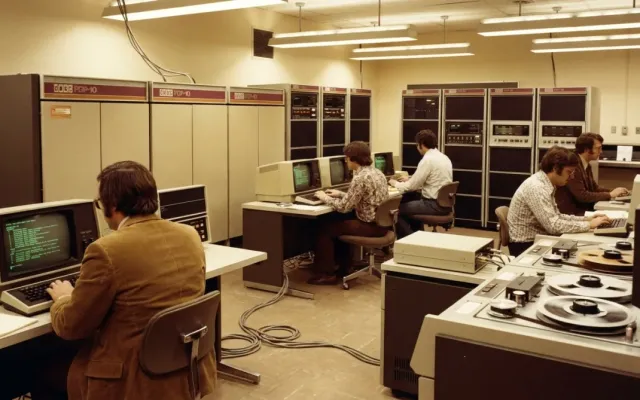 Computador mainframe PDP-10 dos anos 1970 em laboratório que deu origem ao Creeper